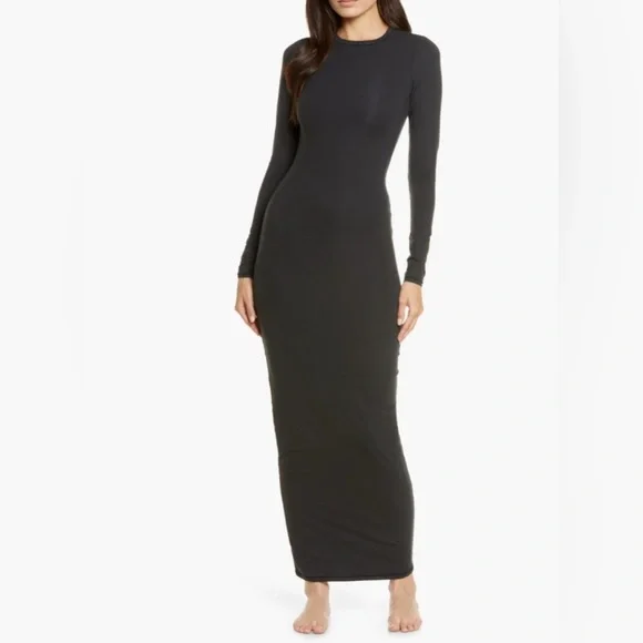 striped long sleeve bodycon dress Limitless Shadow Striped Midi Dress